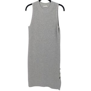 Club Monaco Ribbed Midi‎ Dress Womens Small Gray Sleeveless Mock Neck Casual